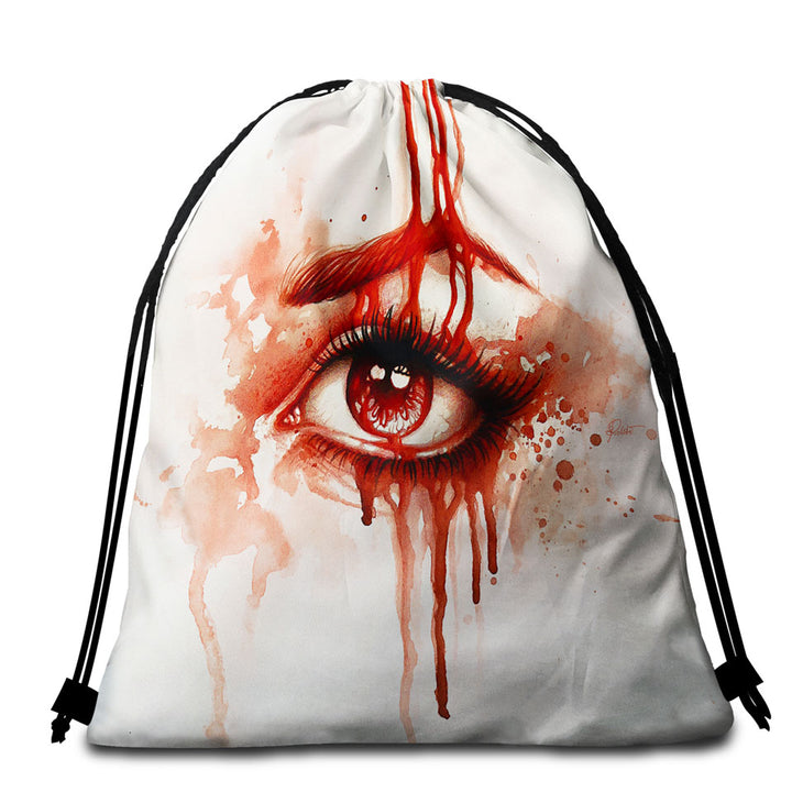 Art Painting Bloody Beach Bags and Towels Eye Red Tears