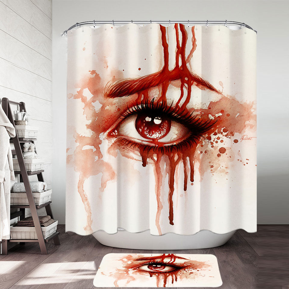 Art Painting Bloody Shower Curtains Eye Red Tears