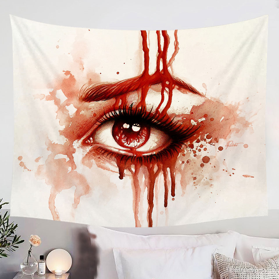 Art Painting Bloody Eye Red Tears Tapestry – Handful of Prints