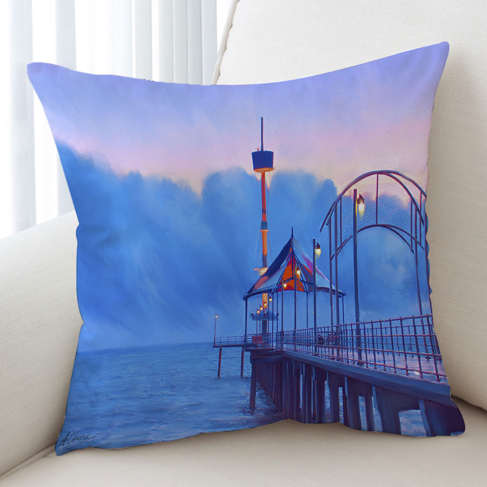 Art Painting Brighton Beach Sunset Decorative Cushions