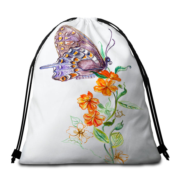 Art Painting Butterfly Beach Towel Bags