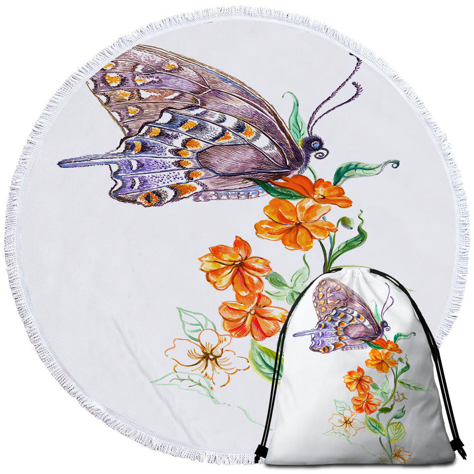Art Painting Butterfly Beach Towels and Bags Set