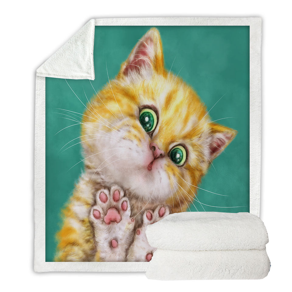 Art Painting Cats Cute Ginger Kitten Sherpa Blanket
