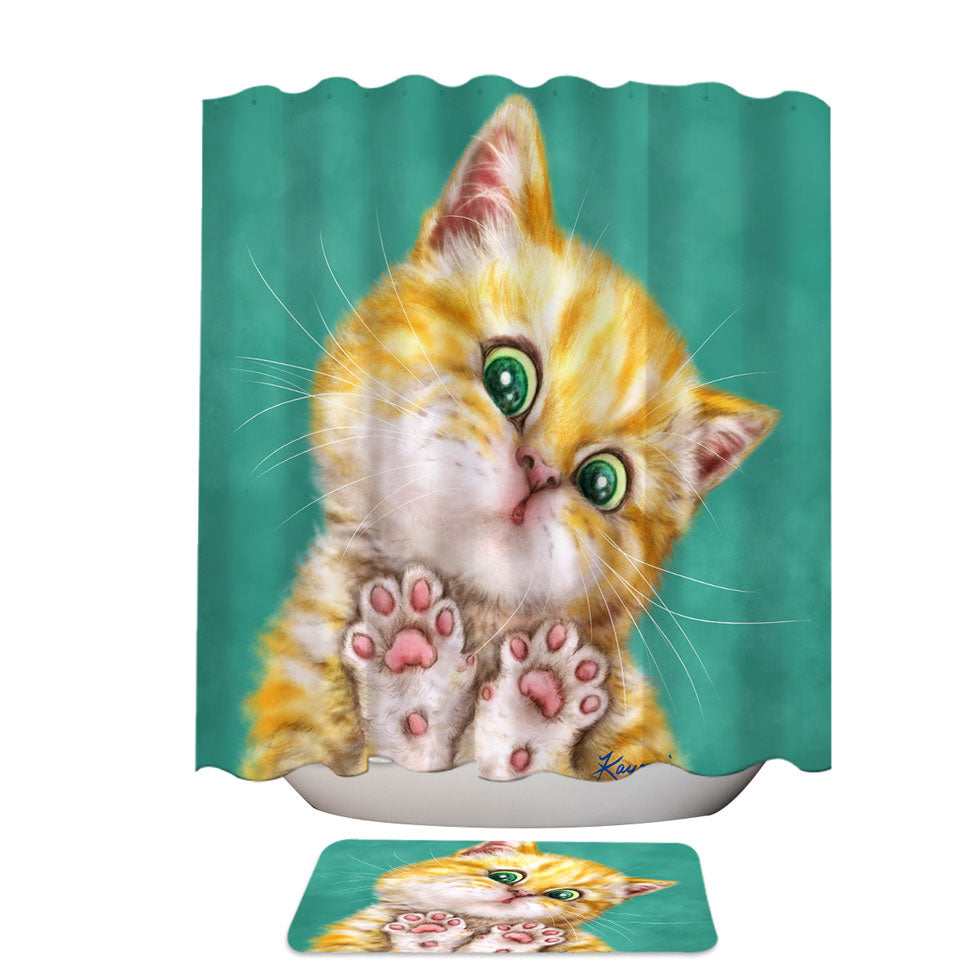 Art Painting Cats Cute Ginger Kitten Shower Curtain