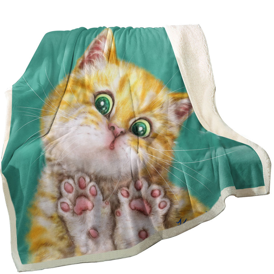 Art Painting Cats Cute Ginger Kitten Throw Blanket