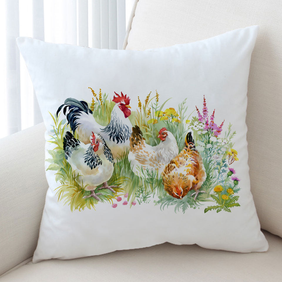 Art Painting Chickens Cushions