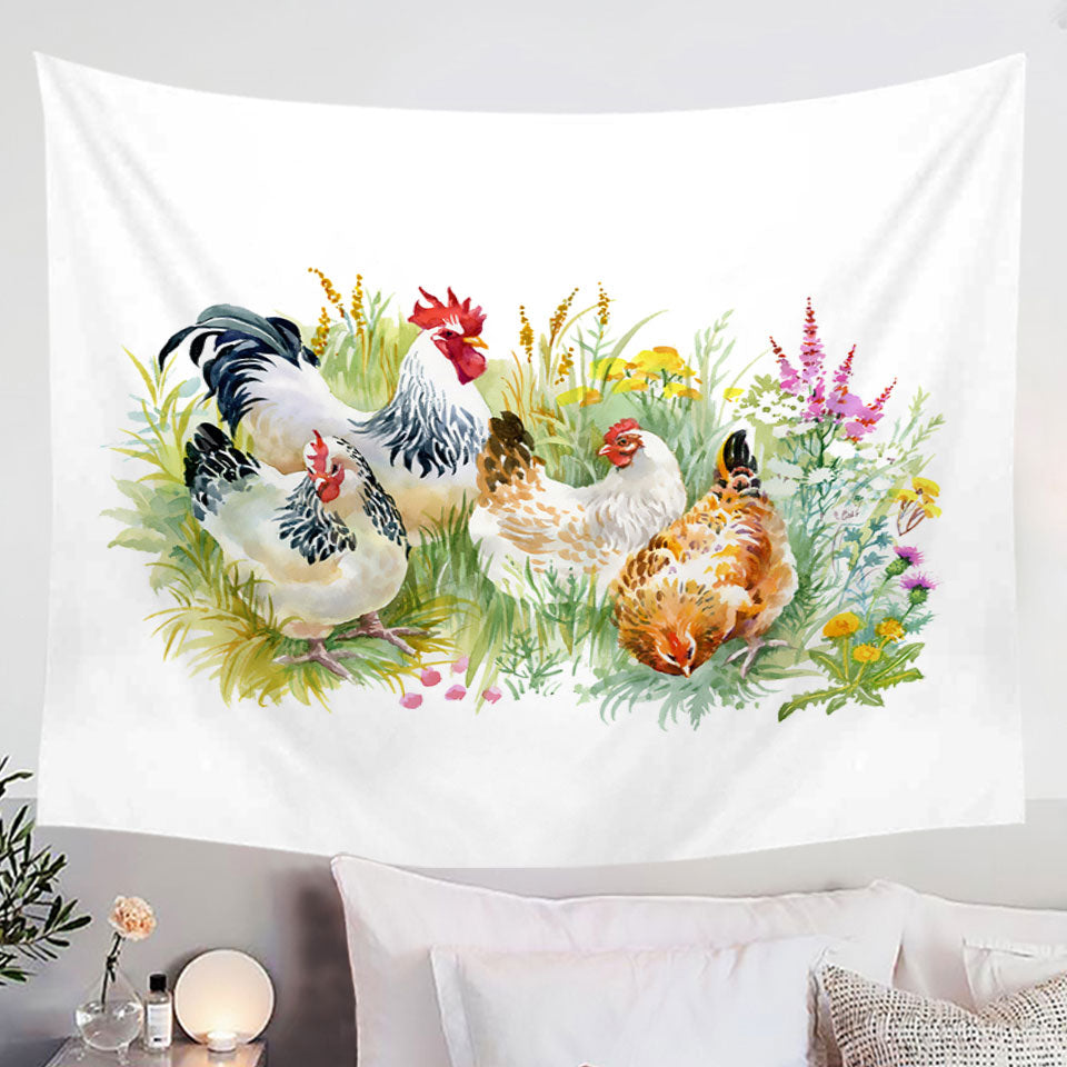 Art Painting Chickens Wall Decor Tapestry