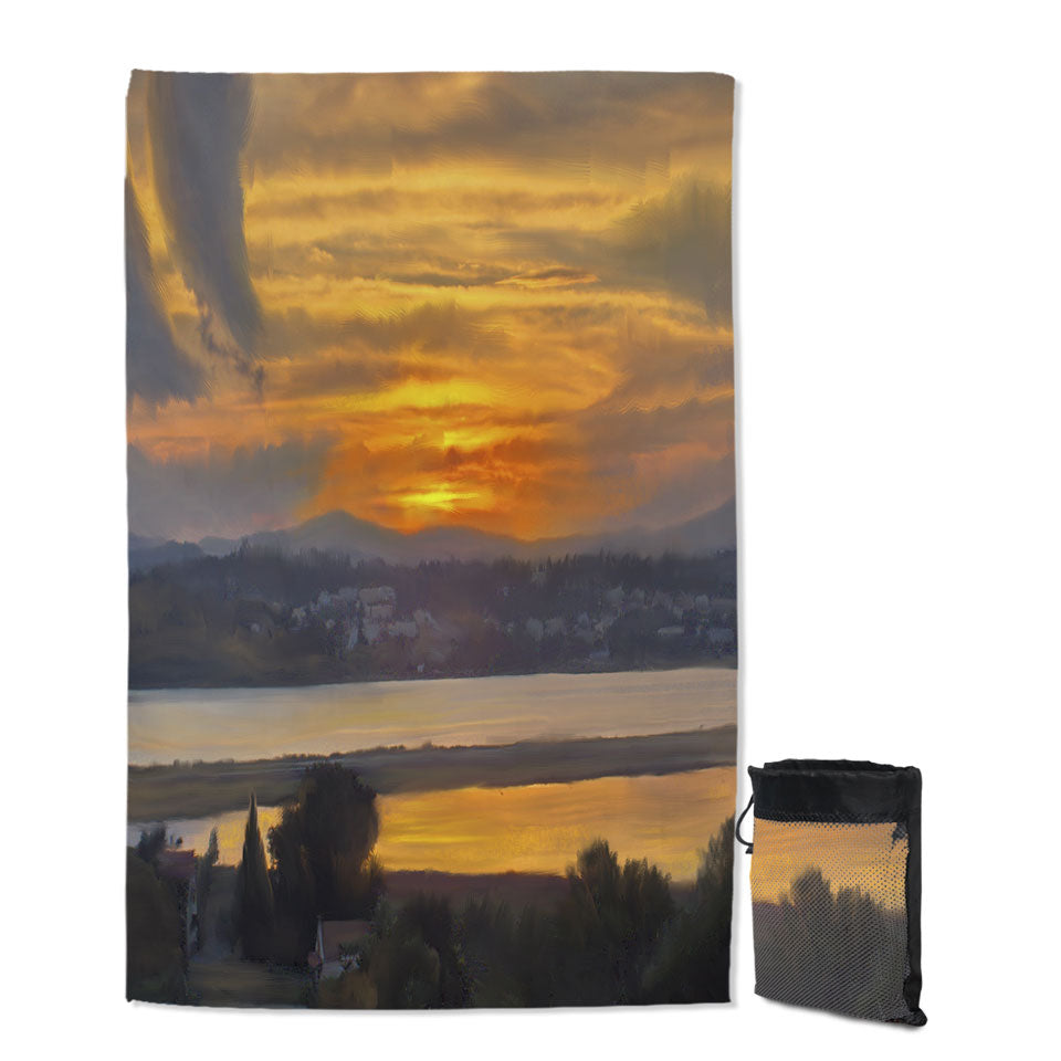 Art Painting Corfu Sunset Microfiber Towels For Travel