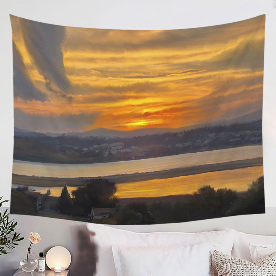 Art-Painting-Corfu-Sunset-Wall-Decor-Tapestry