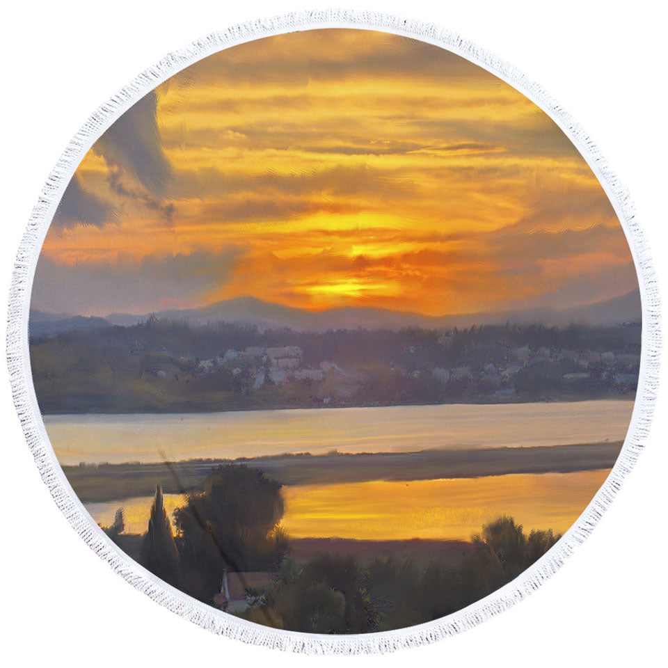 Art Painting Corfu Sunset Womens Beach Towel