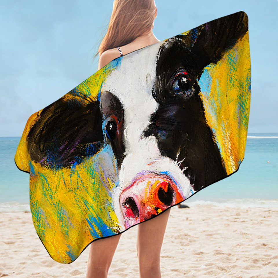 Art Painting Cow Beach Towel or Pool Towel
