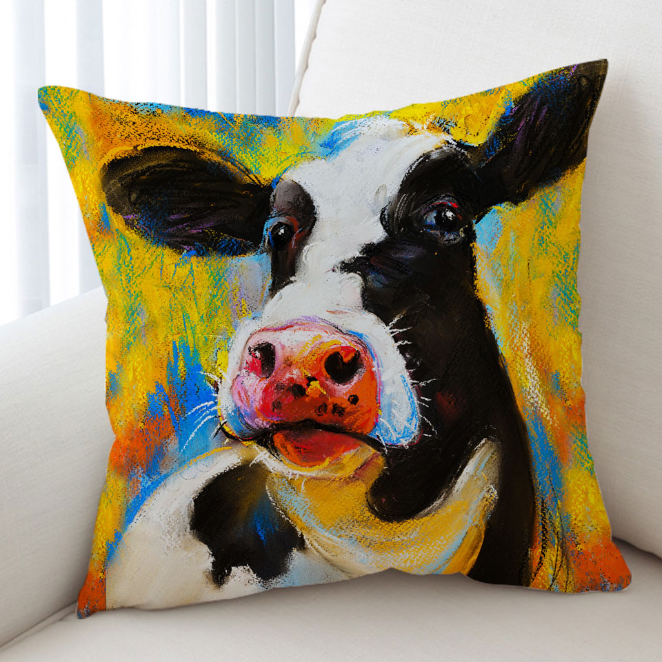 Art Painting Cow Cushion Cover