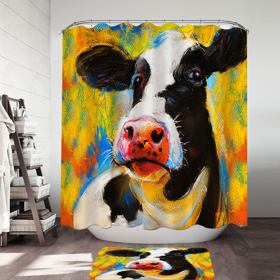 Art Painting Cow Shower Curtain