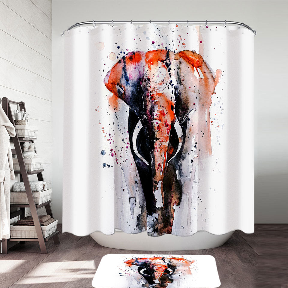 Art Painting Dark Colored Elephant Shower Curtain
