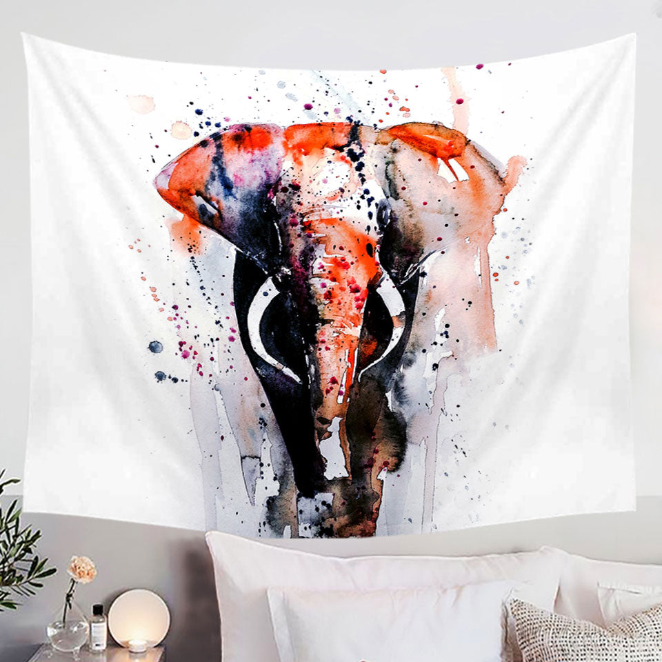 Cool Wall Decor Tapestry of Bronze Skull and Hummingbirds