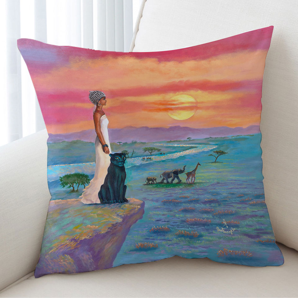 Art Painting Decorative Cushions the landscape of Africa Animals and African Queen