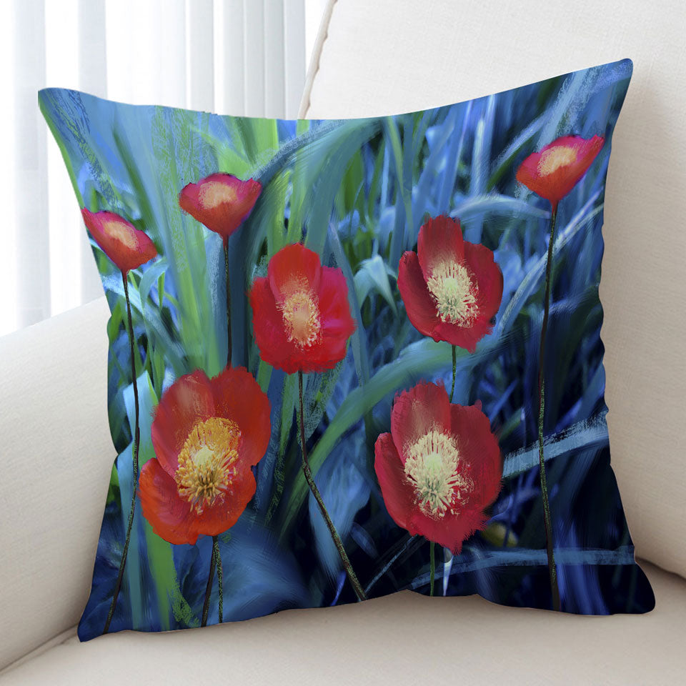 Art Painting Decorative Pillows Bright Poppies Flowers