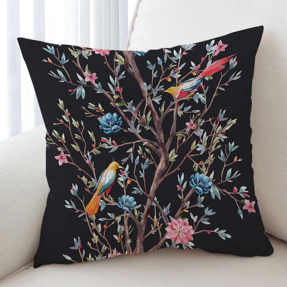 Art Painting Decorative Pillows Flowering Bird Tree