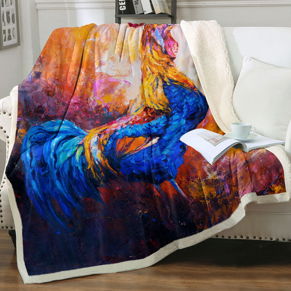 Art Painting Decorative Throws of Impressive Rooster