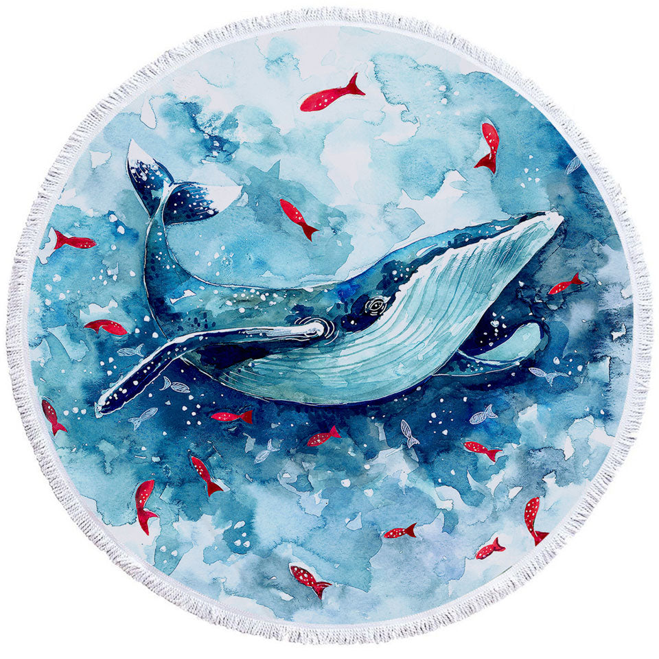 Art Painting Fish and Whale Beach Towels