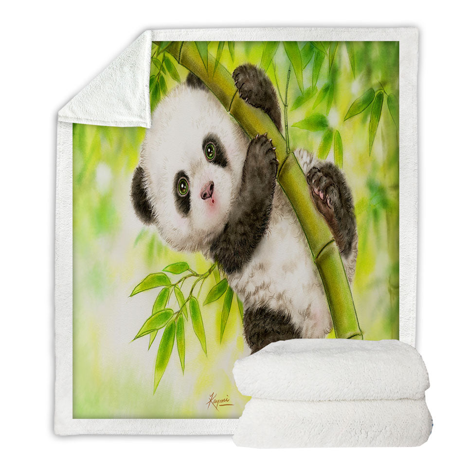 Art Painting Fleece Blankets for Kids Baby Panda