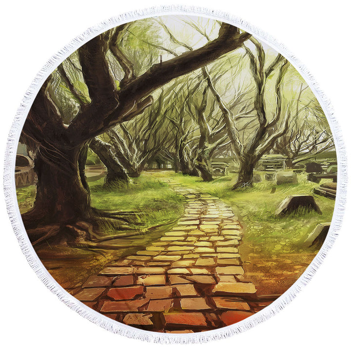 Art Painting Forest Circle Beach Towel Scary Path