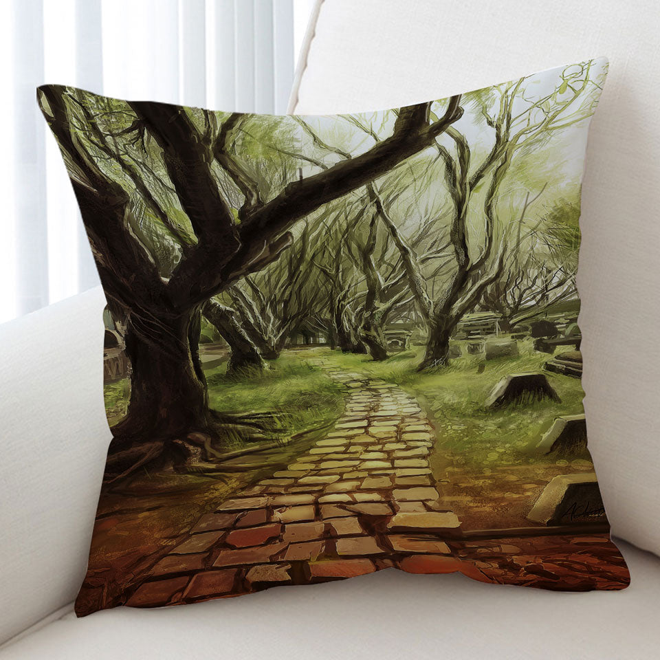 Art Painting Forest Cushion Scary Path