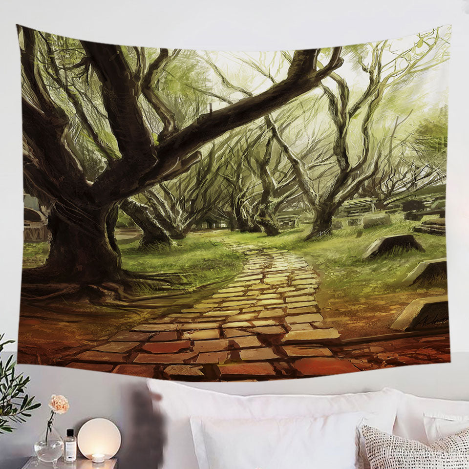 Art-Painting-Forest-Tapestry-Scary-Path