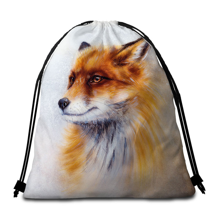 Art Painting Fox Beach Towel Bags