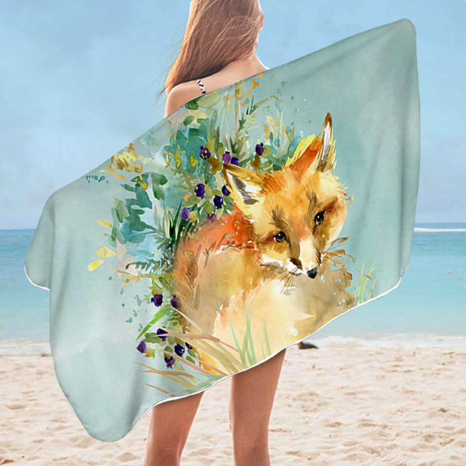 Art Painting Fox Best Beach Towels
