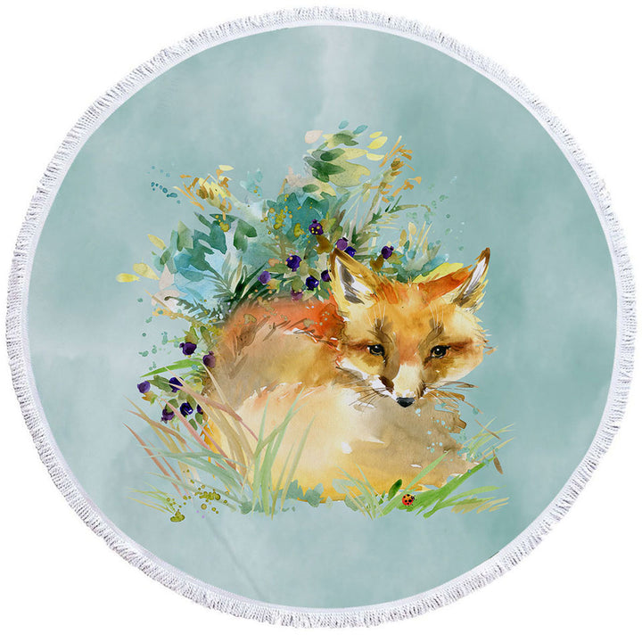 Art Painting Fox Circle Towel