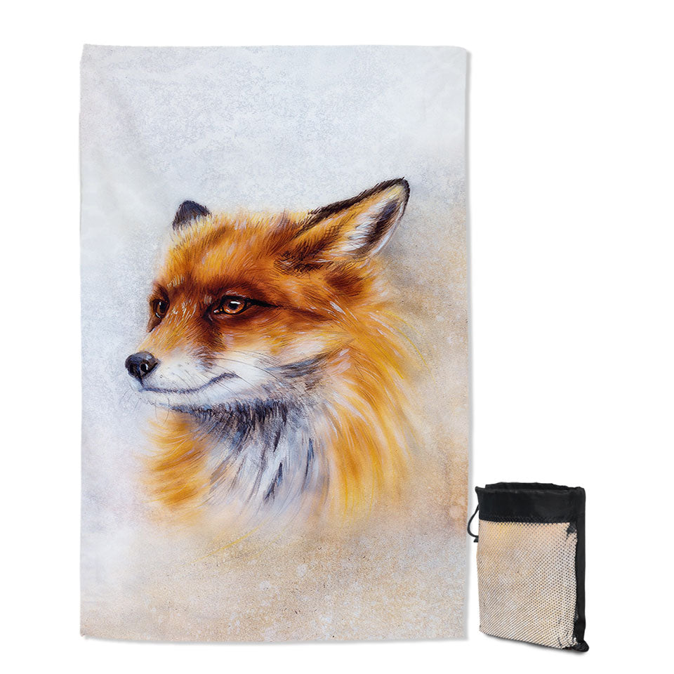 Art Painting Fox Giant Beach Towel