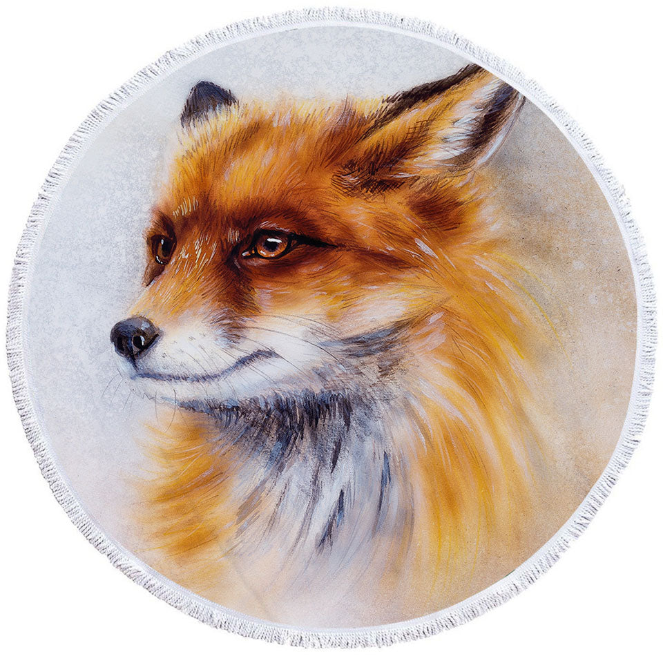 Art Painting Fox Round Towel