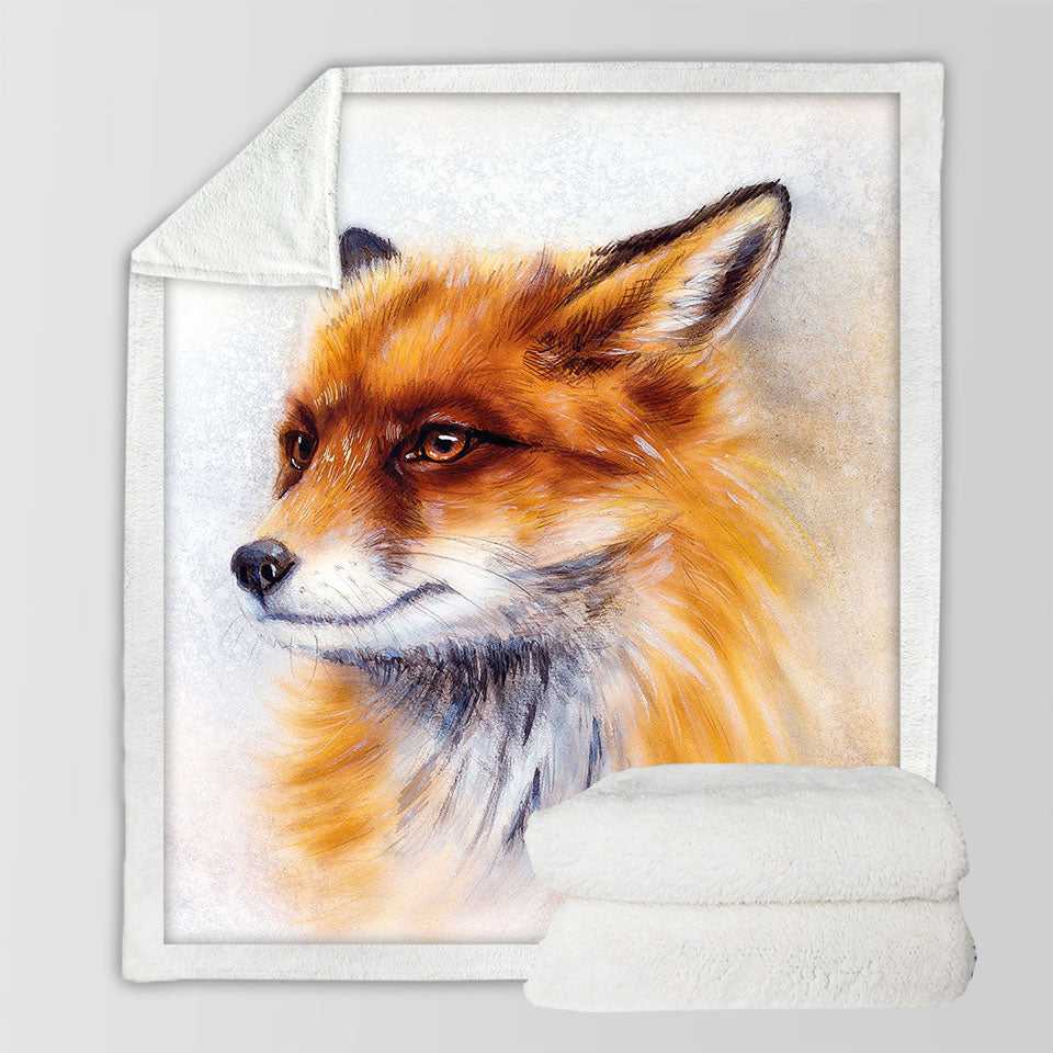 Art Painting Fox Throw Blanket