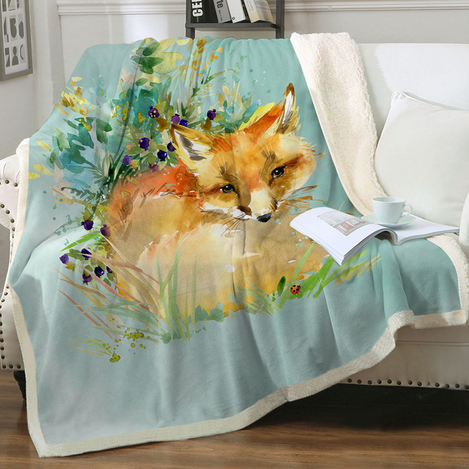 Art Painting Fox Throw Blanket