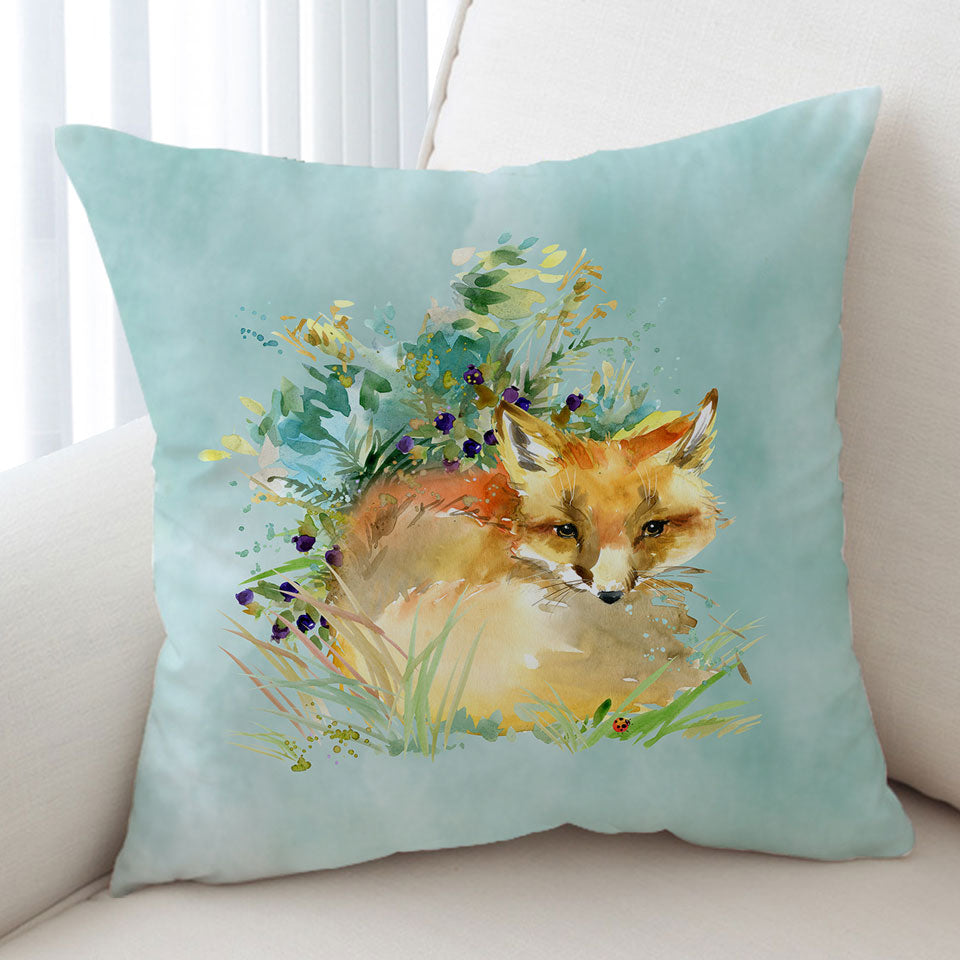 Art Painting Fox Throw Pillow