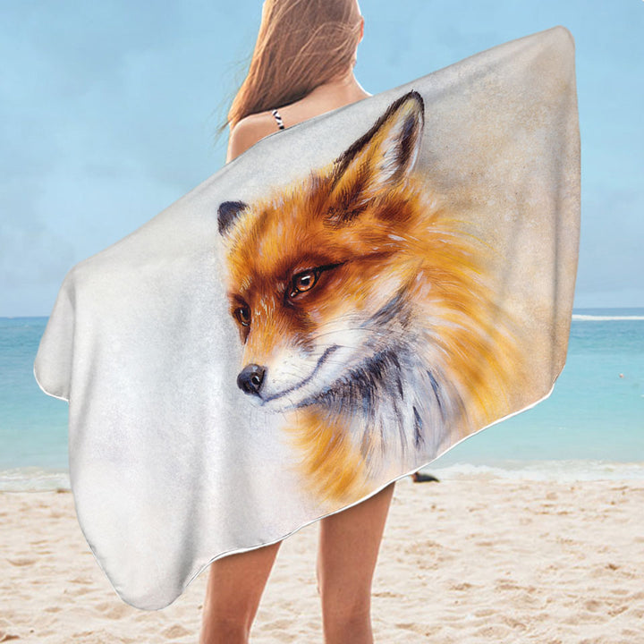 Art Painting Fox Travel Beach Towel