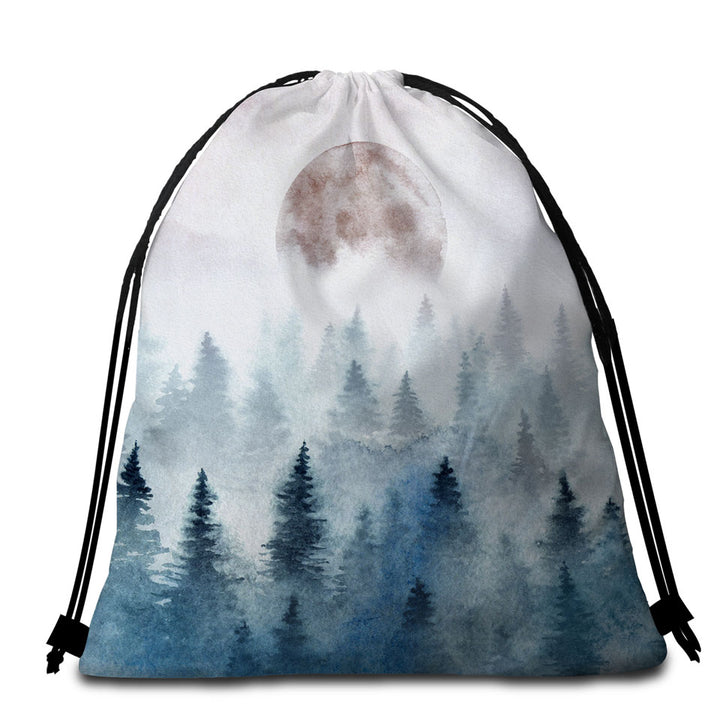 Art Painting Full Moon Forest Beach Towel Bags