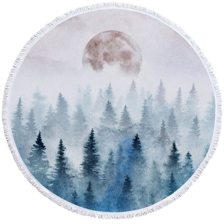 Art Painting Full Moon Forest Beach Towels