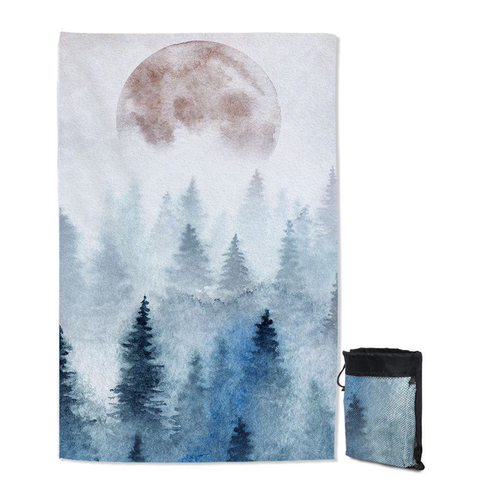Art Painting Full Moon Forest Quick Dry Beach Towel