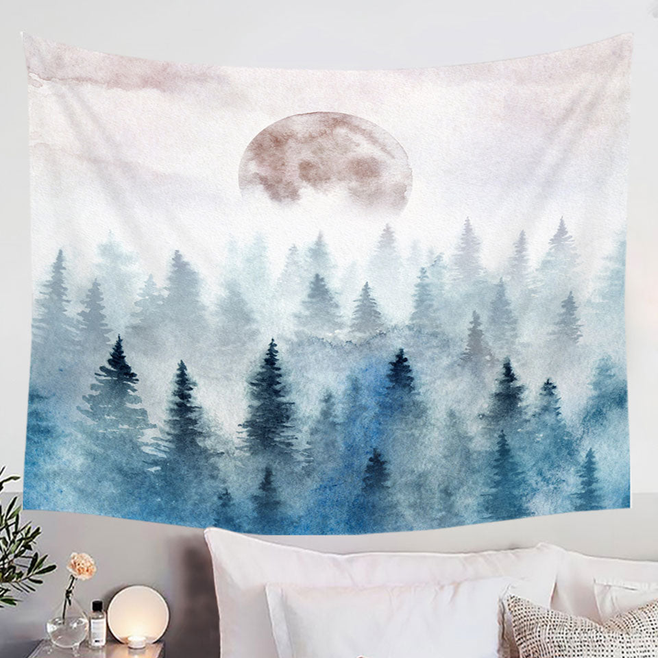 Art Painting Full Moon Forest Wall Art Home Decor Fabrics