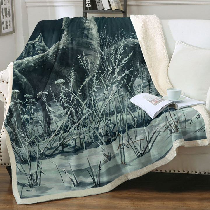 Art Painting Full Moon Wolf Throw Blankets for Guys