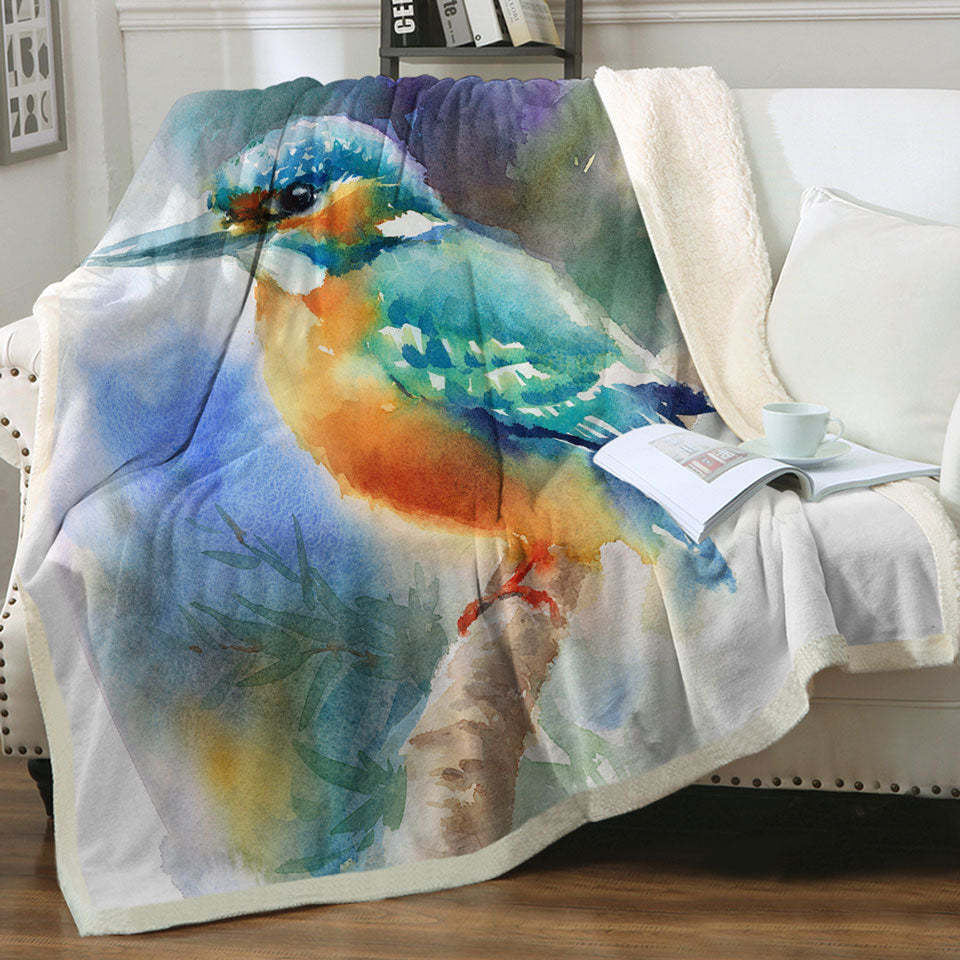 Art Painting Hummingbird Throw Blanket