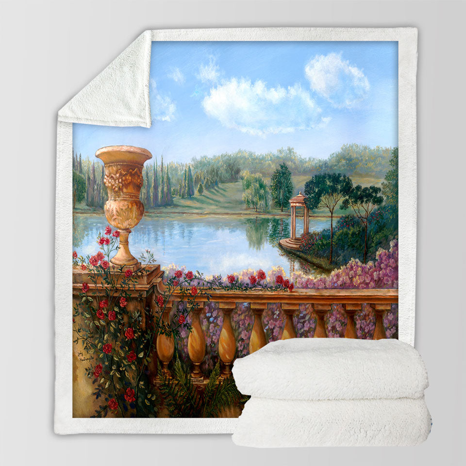 products/Art-Painting-Lake-Throw-Blanket-Behind-a-Floral-Balustrade