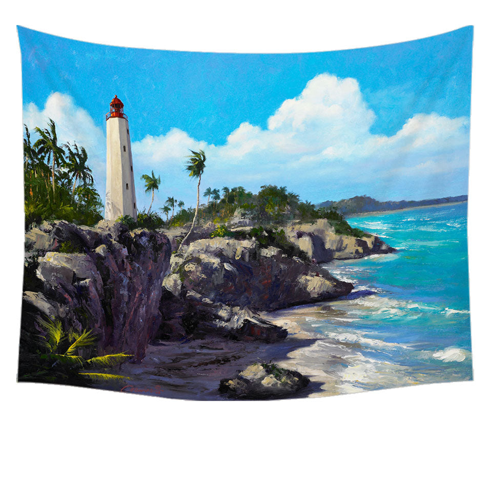 Art Painting Lighthouse Wall Decor Tapestry Ocean Coastal Splendor