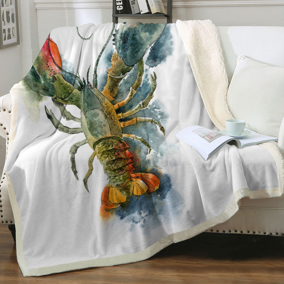 Art Painting Lobster Blanket