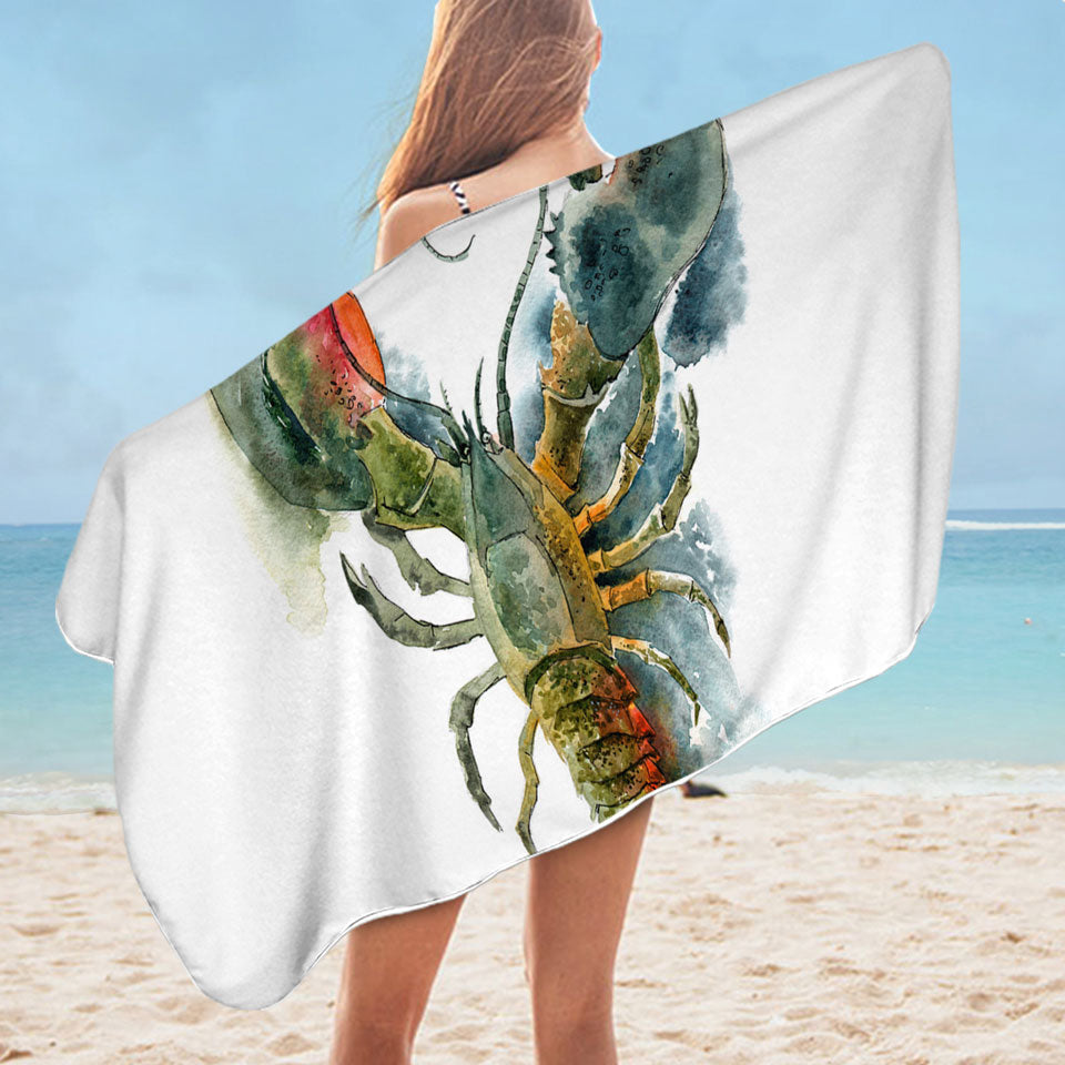 Art Painting Lobster Microfiber Beach Towel