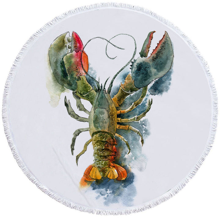 Art Painting Lobster Round Towel