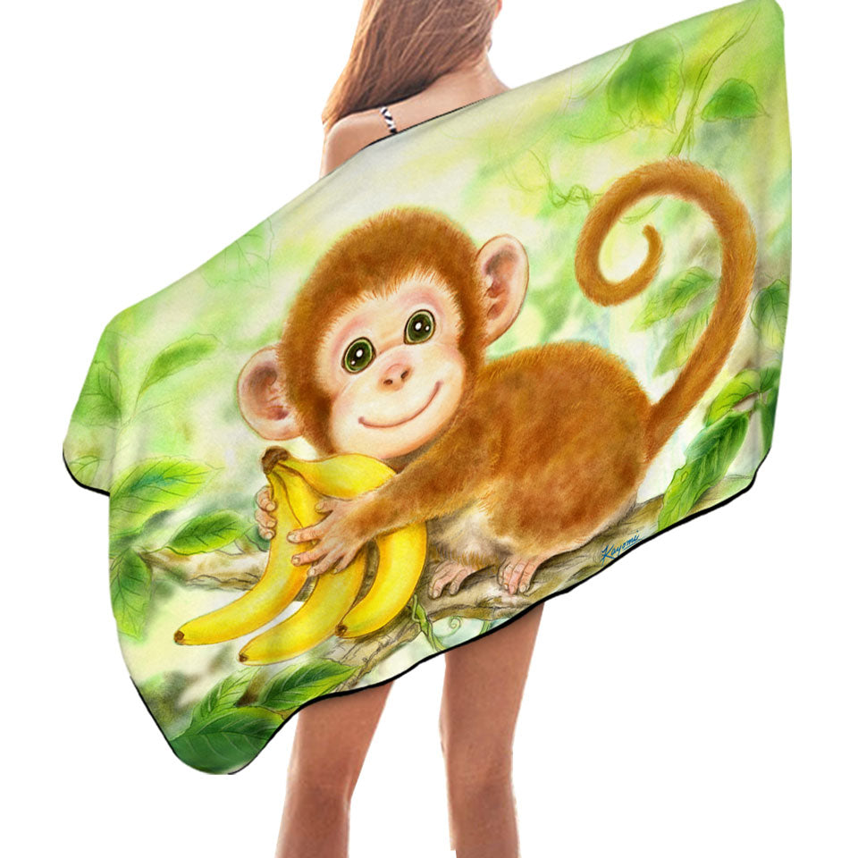 Art Painting Microfibre Beach Towels for Kids Baby Monkey