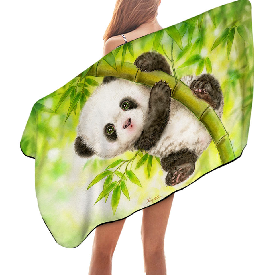 Art Painting Pool Towels for Kids Baby Panda Beach Towel